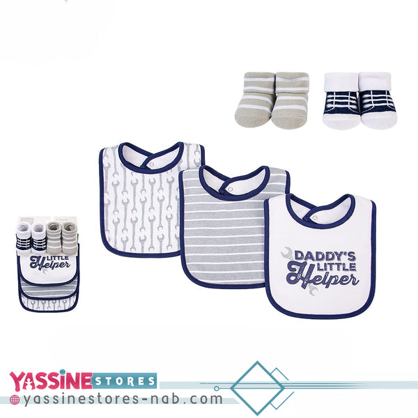 Hudson Baby Cotton Bib and Sock Set