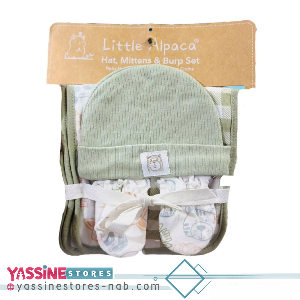 Baby Hat, Mittens & Burp Cloth Set