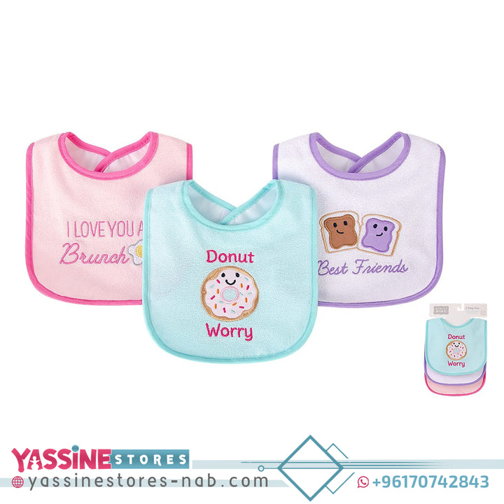 3pc Terry Drooler Bib With Peva Backing - Yassine Stores