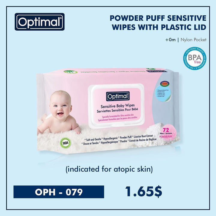 Powder Puff Sensitive Wipes With Plastic Lid OPB - 1115 - Yassine Stores