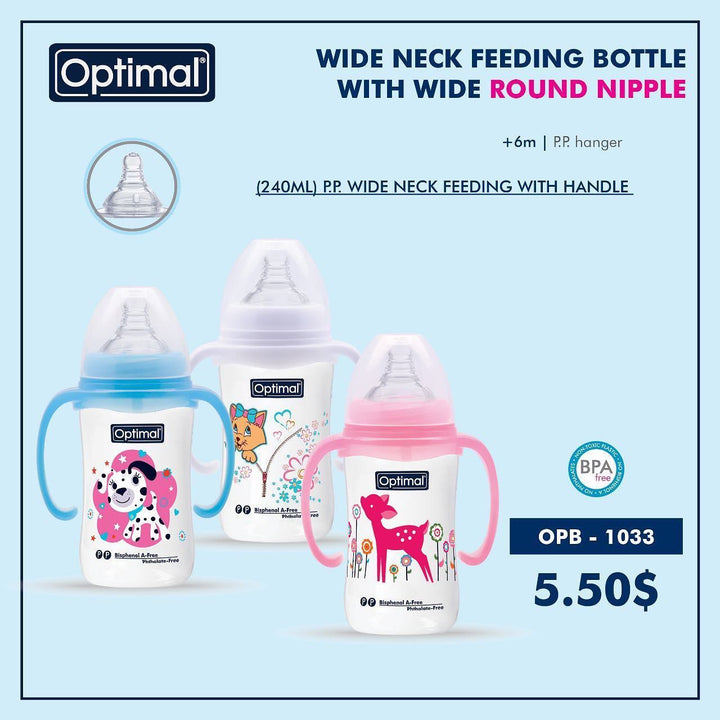 Wide Neck Feeding Bottle With Wide Round Nipple OPB - 1033 - Yassine Stores