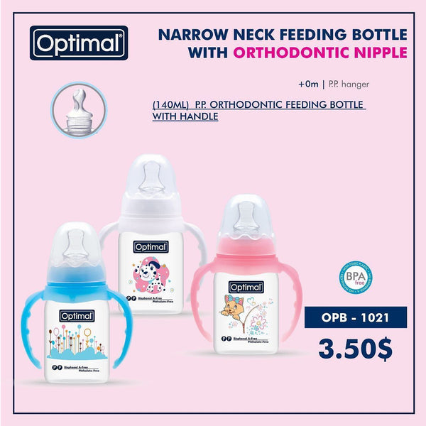 Narrow Neck Feeding Bottle With Orthodontic Nipple OPB - 1021 - Yassine Stores