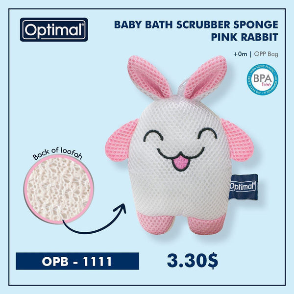 Baby Bath Scrubber Sponge Pink Rabbit - Yassine Stores