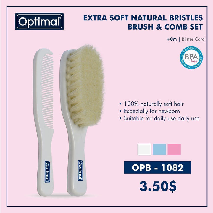 Extra Soft Natural Bristles Brush & Comb Set  OPH - 1082 - Yassine Stores