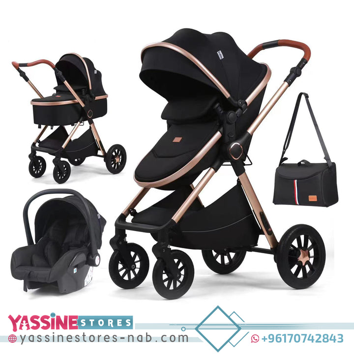 Kidilo Baby Foldable Leather Stroller 2 in 1 - Yassine Stores