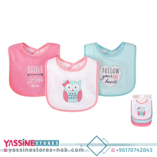 3pc Terry Drooler Bib With Peva Backing - Yassine Stores