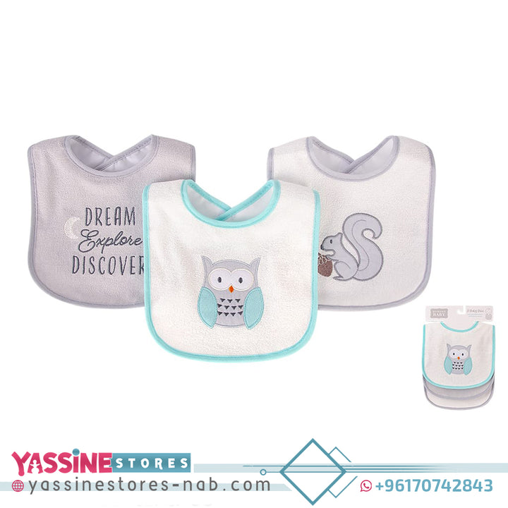 3pc Terry Drooler Bib With Peva Backing - Yassine Stores