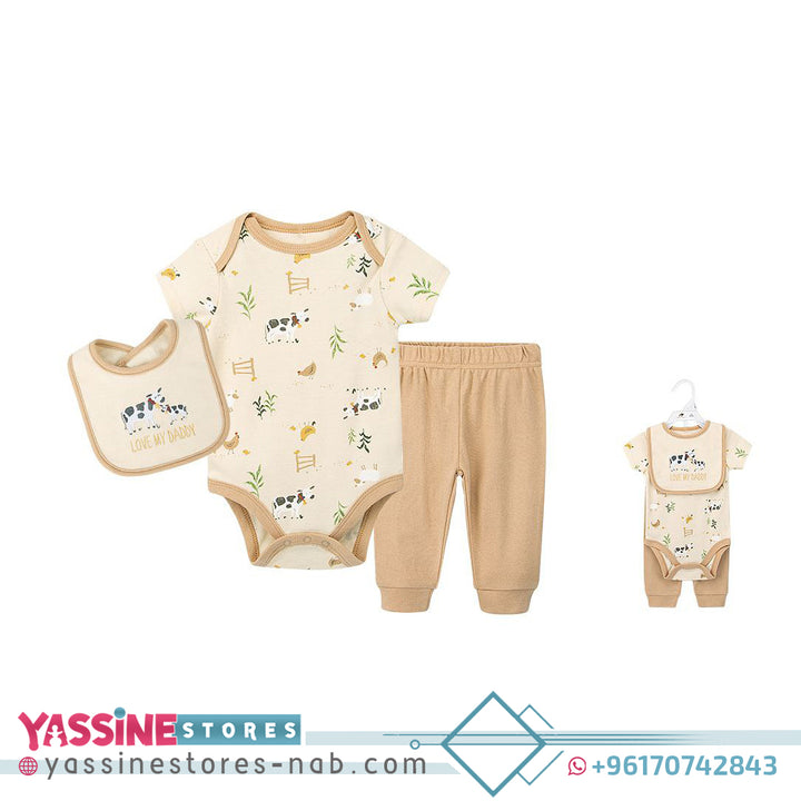 Bebe Favour Baby Bodysuit & Footed Pant & Bib Set - Yassine Stores